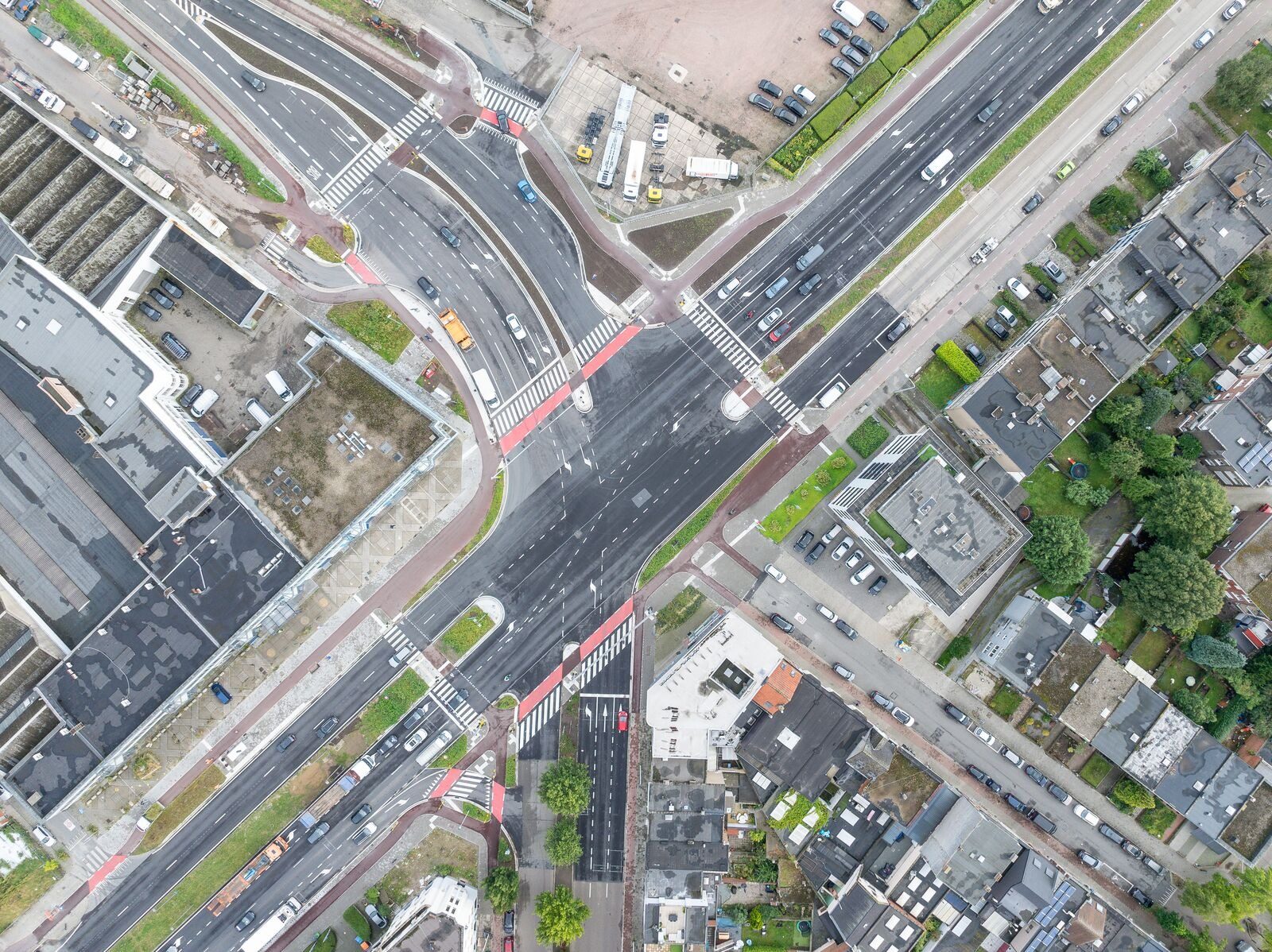 Luchtfoto van een kruispunt